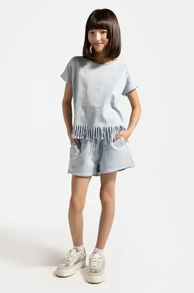 Kraťasy Coccodrillo modrá barva, nastavitelný pas, HOLIDAY SPLASH GIRL JUNIOR