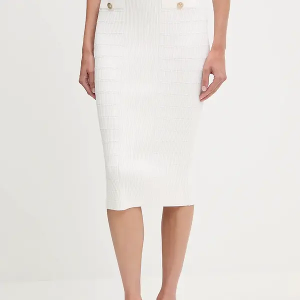 Sukně Guess EVANGELINE bílá barva, midi, pouzdrová, W5YD66 Z0130
