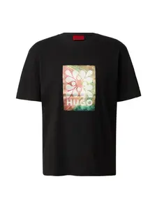 HUGO Tričko 'Damoru'  zelená / purpurová / čierna / biela
