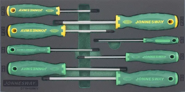 Modul pěnový - šroubováky křížové POZI a Imbus s kuličkou, sada 8 ks - JONNESWAY D71H108KV