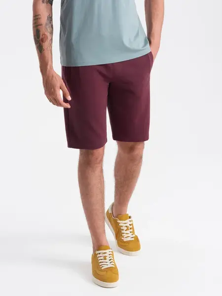 Ombre Men's pre-knee BASIC sweat shorts - maroon