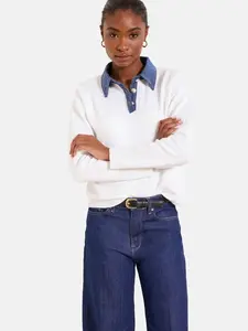 Lipsy Sveter  modrá denim / biela