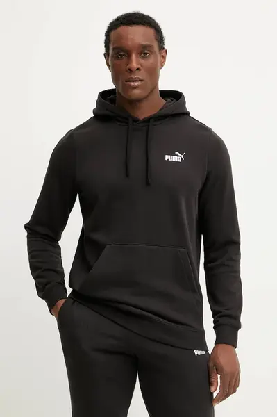 Mikina Puma pánská, černá barva, s kapucí, s aplikací, 684719