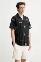 Bavlněná košile Les Deux černá barva, relaxed, LDM401096