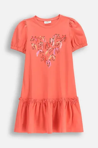 Dívčí šaty Coccodrillo oranžová barva, mini, NOSTALGIC MEADOW GIRL KIDS