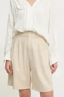 Kraťasy Answear.LAB dámské, béžová barva, hladké, high waist