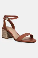 Kožené sandály Tommy Hilfiger LEATHER ANKLE STRAP ESPAD SANDAL hnědá barva, FW0FW08533