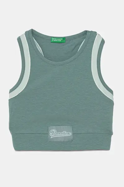 Dětský top United Colors of Benetton zelená barva, 3P4ZCH01U