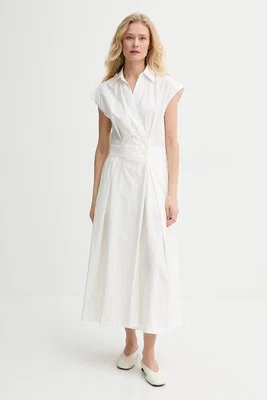 Bavlněné šaty A.P.C. robe athena bílá barva, midi, COEVD.F35149