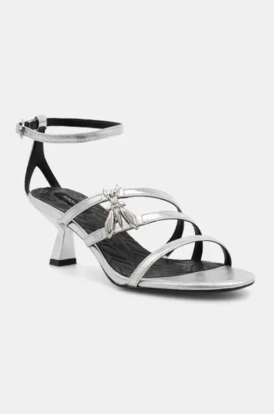 Kožené sandály Patrizia Pepe stříbrná barva, 8X0075 L031 S298