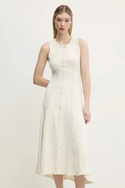 Šaty Desigual NANTES béžová barva, midi, 25SWVK54