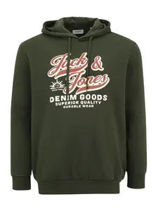 Jack & Jones Plus Mikina  koňaková / tmavozelená / biela