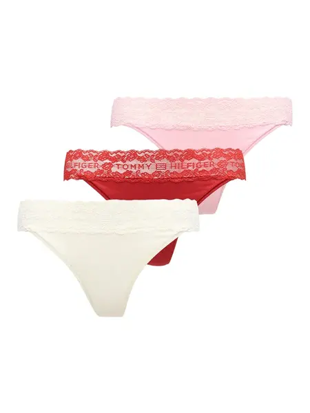 Tommy Hilfiger Underwear Tangá  ružová / červená / šedobiela