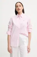 Bavlněná košile Tommy Hilfiger růžová barva, regular, s klasickým límcem, WW0WW46111