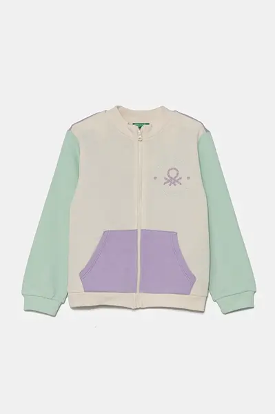 Dětská bavlněná mikina United Colors of Benetton fialová barva, vzorovaná, 3J70G503N