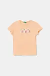 Dětské bavlněné tričko United Colors of Benetton oranžová barva, 3I1XC10MZ