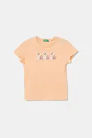 Dětské bavlněné tričko United Colors of Benetton oranžová barva, 3I1XC10MZ
