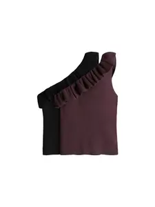 The Set Vyšívaný top  čokoládová / čierna