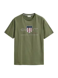 GANT Tričko  zelená / biela