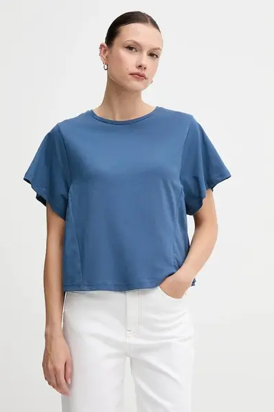 Bavlněné tričko United Colors of Benetton dámské, modrá barva, 3U53D109U