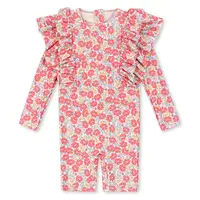 Jednodílné dětské plavky Konges Sløjd MANUCA FRILL ONESIE GRS růžová barva, KS103262