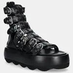 Kožené sandály AGL Gwendoline Straps dámské, černá barva, na platformě, D690005PHSOFTY0000