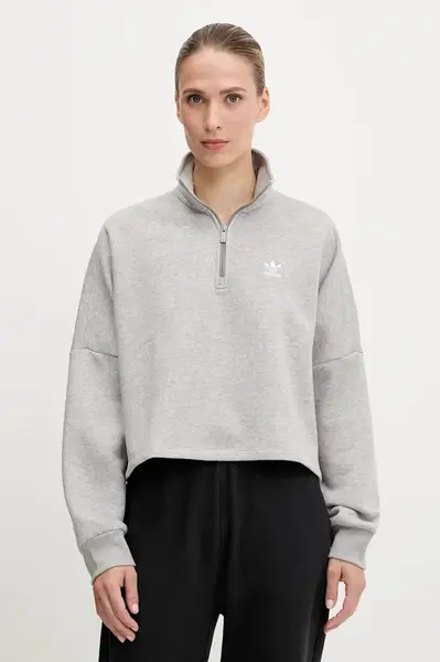 Mikina adidas Originals Essential dámská, šedá barva, melanžová, IY4979