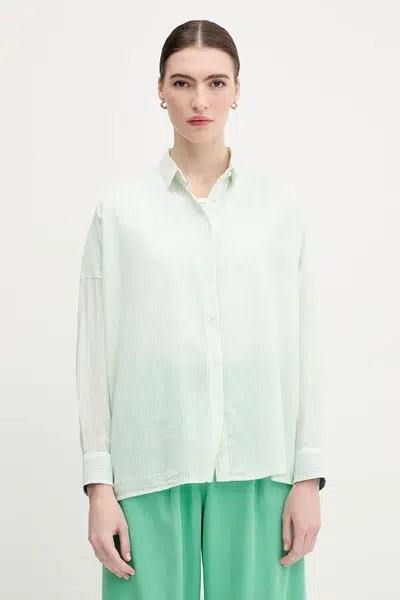 Košile Pepe Jeans dámská, zelená barva, relaxed, s klasickým límcem, PL305100