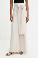 Kalhoty Answear.LAB dámské, béžová barva, široké, high waist