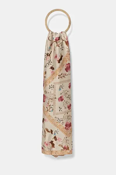 Šála z hedvábné směsi Answear.LAB dámská, béžová barva, vzorovaná