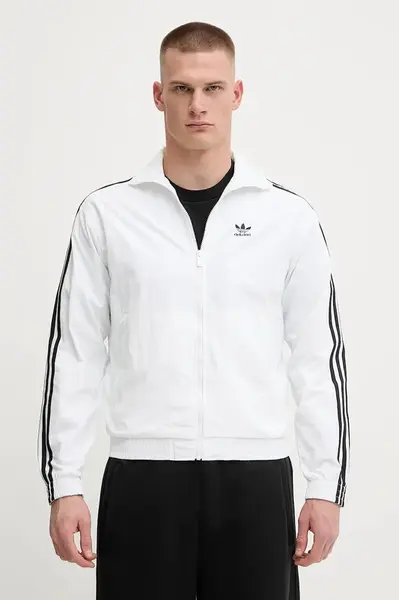 Mikina adidas Originals Firebird pánská, bílá barva, vzorovaná, JY1328