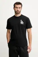 Bavlněné tričko 47 brand MLB Los Angeles Dodgers pánské, černá barva, s potiskem, BB012TMBECT657654JK