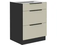 Dolná zásuvková kuchynská skrinka Arona, 60 cm, kašmírová/čierna%