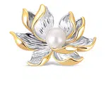 JwL Luxury Pearls Překrásná bicolor brož s perlou 2v1 Lotosový květ JL0698