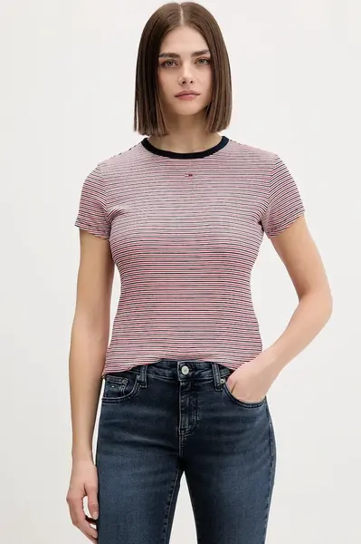 Tommy Jeans basic tričko dámske bavlnené s elastanom