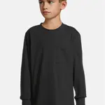 Boys' long-sleeved T-shirt with pocket black
