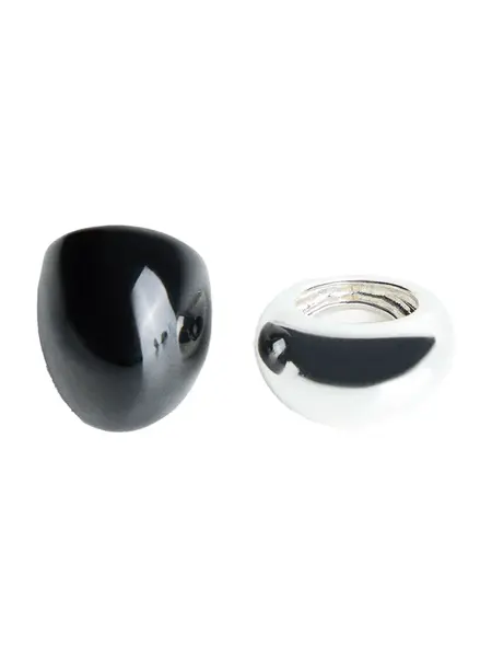 Bershka Prsteň  čierna / strieborná