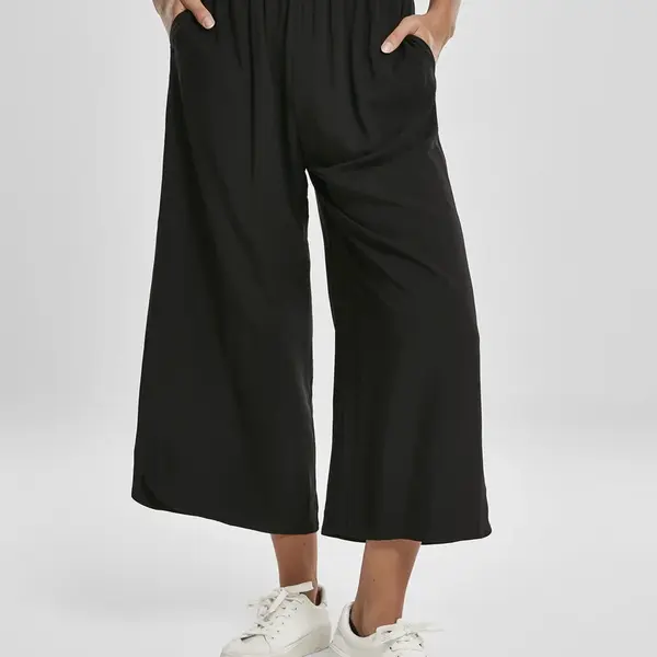 Dámske široké viskózové culottes čierne