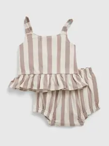 Hnedý detský pruhovaný set GAP baby peplum