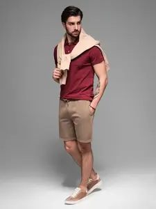 Ombre RELAXED FIT men's athleisure style short sweat shorts - light brown