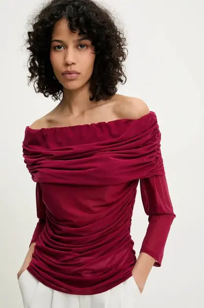 Halenka Never Fully Dressed Diaz dámská, vínová barva, hladká, NFDTO1669