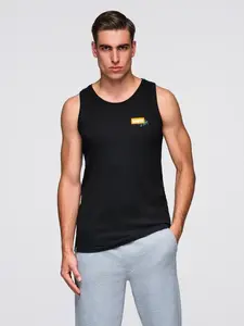 Ombre Men's Summer Vibe printed cotton tank top - black