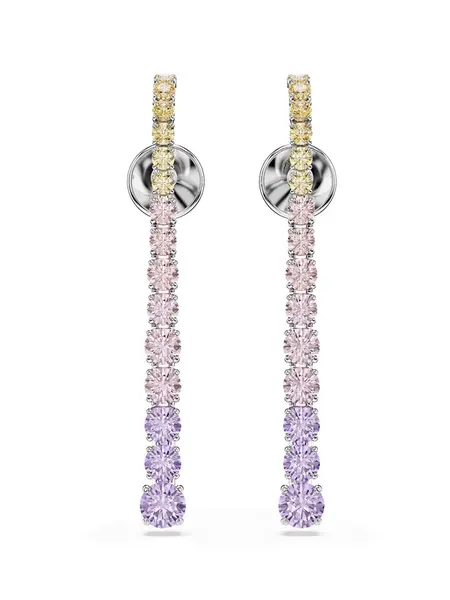 Swarovski Náušnice  žltá / levanduľová / ružová / strieborná