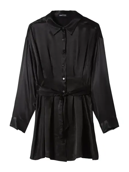 Bershka Košeľové šaty  čierna