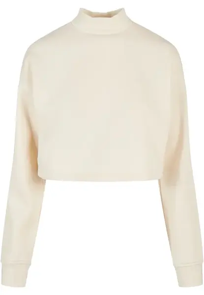 Dámy Cropped Oversized Sweat High Neck Crew whitesand