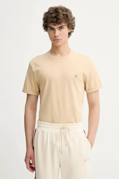 Bavlněné tričko Les Deux Norregaard pánské, béžová barva, 1000201