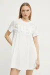 Bavlněné šaty Ermanno Scervino bílá barva, mini, oversize, 56TQ037E36