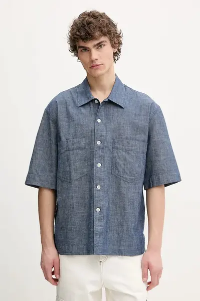 Bavlněná košile Sunflower tmavomodrá barva, relaxed, s klasickým límcem, 1251.