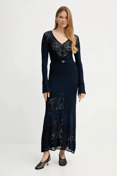 Šaty Twinset tmavomodrá barva, maxi, 251TP3240