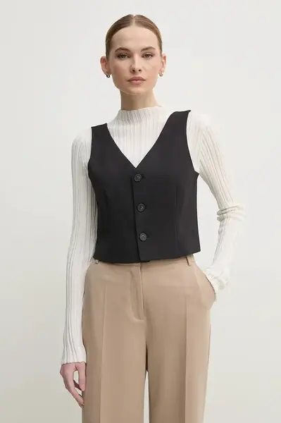 Vesta Calvin Klein Jeans černá barva, jednořadá, J20J225321